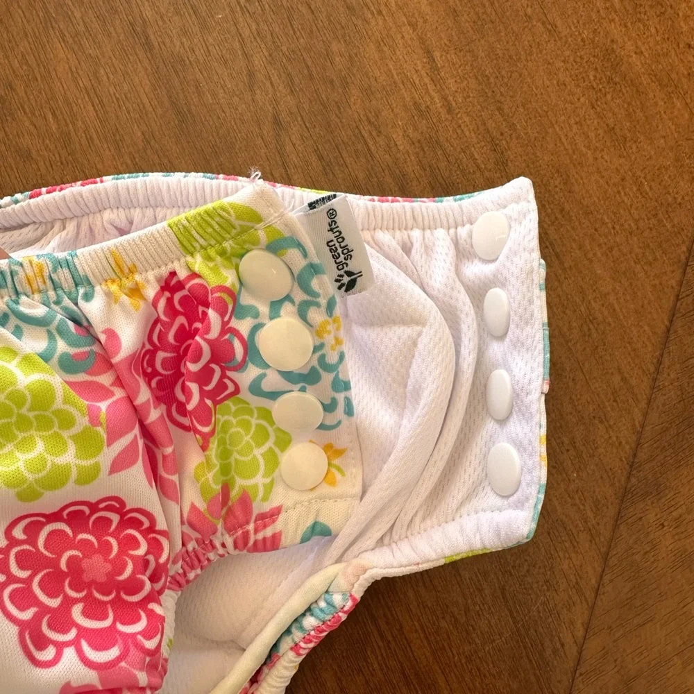 Reusable Floral Swim Diaper - Pink, Blue & Green